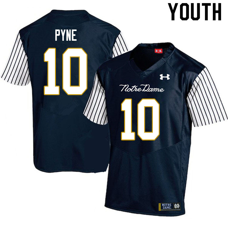 Youth NCAA Notre Dame Fighting Irish #10 Drew Pyne Stitched College Under Armour Authentic Navy Alternate Football Jersey BQ10Q28VR